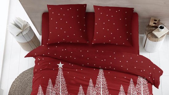 Snoozing Delice - Flanelle - Housse de couette - Twin - 240x200/220 cm - Rouge