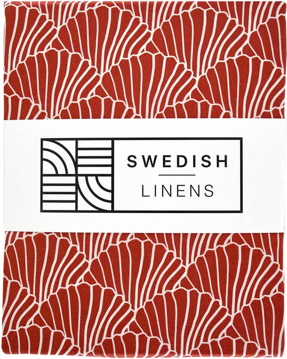 Swedish Linens - Kussensloop Seashells (60x70cm) - Kussensloop - Burgundy