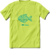 I Love Fishing - Vissen T-Shirt | Aqua | Grappig Verjaardag Vis Hobby Cadeau Shirt | Dames - Heren - Unisex | Tshirt Hengelsport Kleding Kado - Groen - XXL