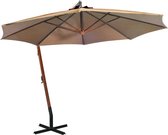 Zweefparasol met paal 3,5x2,9 m massief vurenhout taupe