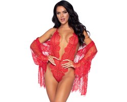 Floral lace teddy & robe