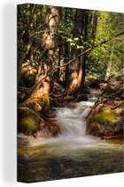 Tableau Tableau Rivière - Cascade - Forêt - 90x120 cm - Décoration murale