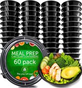 Buxibo - Ronde Meal Prep Containers - Maaltijd Bakjes Rond met Deksel - Inhoud 900 ml - Herbruikbaar Plastic Kunststof - 50 Salade Bakjes - Lunchbox - Diepvriesbakjes - Magnetron Vaatwasser Bestendig - Vers - BPA-Vrij