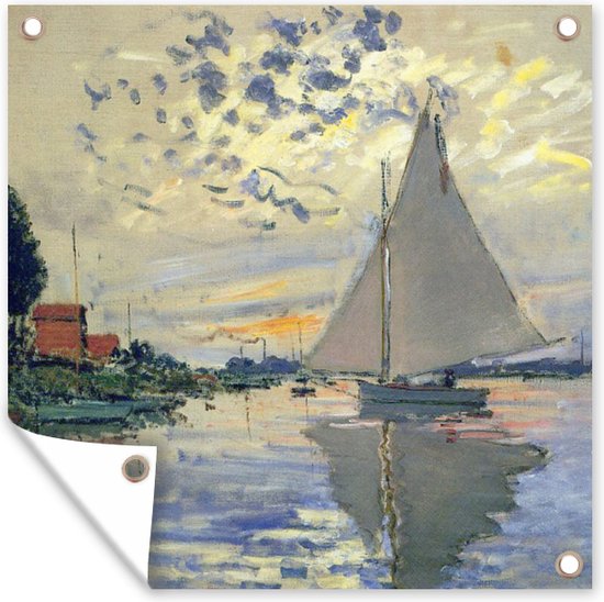 Tuinposters Sailboat at Le Petit-Gennevilliers - Schilderij van Claude Monet - 50x50 cm - Tuindoek - Buitenposter