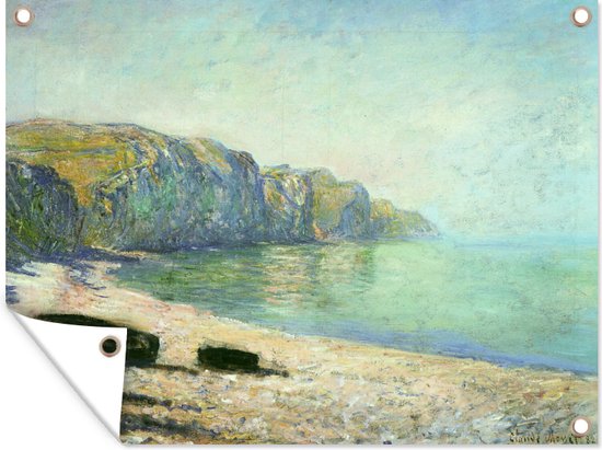 Tuinschilderij Boten op het strand bij Pourville tijdens laagtij - Schilderij van Claude Monet - 80x60 cm - Tuinposter - Tuindoek - Buitenposter