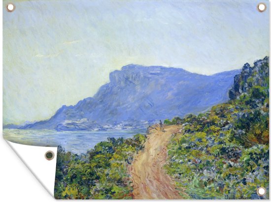 Muurdecoratie buiten La Corniche bij Monaco - Schilderij van Claude Monet - 160x120 cm - Tuindoek - Buitenposter