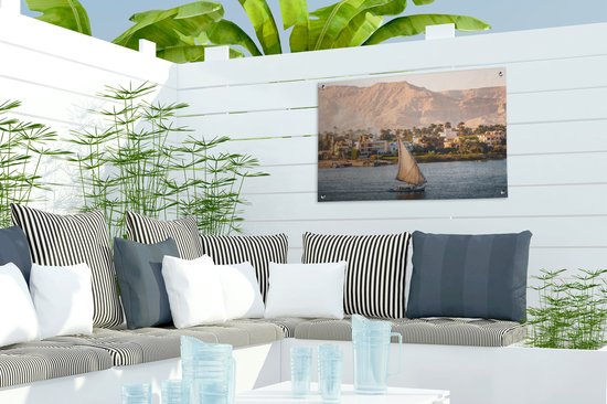 Décoration de jardin Voilier naviguant sur le Nil près d'une ville - 60x40 cm - Poster jardin - Toile jardin - Poster extérieur