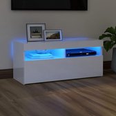 Decoways - Tv-meubel met LED-verlichting 90x35x40 cm hoogglans wit