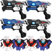 4 pistolets laser + 4 gilets vapeur d'eau laser tag - Pistolets laser KidsTag pour les enfants à partir de 6 ans
