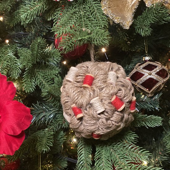 Viv! Home Luxes Corde de boule de Noël et bobines de fil - grandes! - marron rouge - 13 cm - qualité supérieure