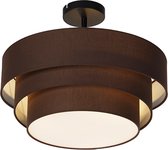 QAZQA drum-neutron - Moderne Plafondlamp - 3 lichts - Ø 450 mm - Bruin - Woonkamer | Slaapkamer | Keuken