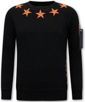 Heren Sweater - Royal Stars - Zwart / Oranje