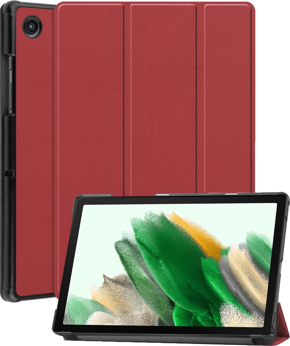 Hoes Geschikt voor Samsung Galaxy Tab A8 Hoes Luxe Hoesje Book Case - Hoesje Geschikt voor Samsung Tab A8 Hoes Cover - Donkerrood