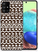 Telefoon Hoesje Geschikt voor Samsung Galaxy A71 Leuk TPU Backcase met Zwarte rand Aztec Brown