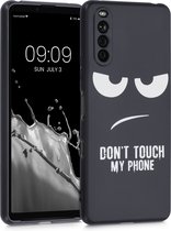 kwmobile telefoonhoesje compatibel met Sony Xperia 10 III - Hoesje voor smartphone in wit / zwart - Don't Touch My Phone design