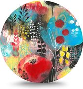Maison de France - MDF Rond schilderij wall-art - scandic flowers 12 - mdf - 50 cm