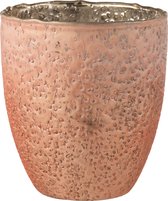 Theelichthouder | glas | oranje | 14.5x14.5x (h)15.5 cm