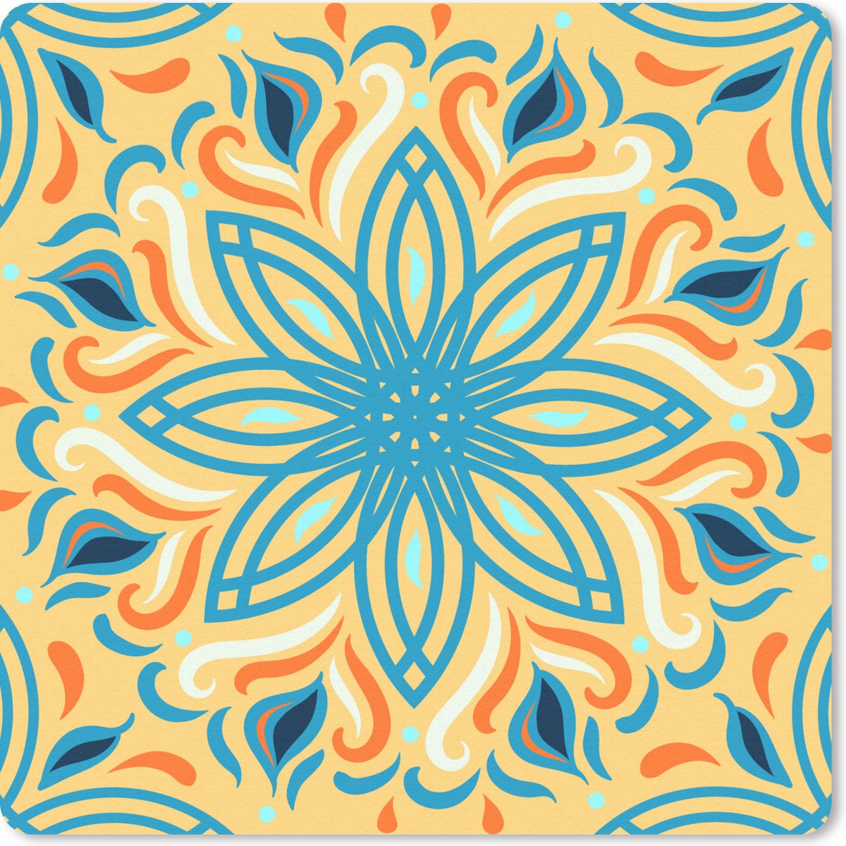 Muismat 30x30 cm - Mousepad Bloem - Bladeren - Blauw - Muismatten