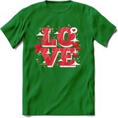 Love - Valentijn T-Shirt | Grappig Valentijnsdag Cadeautje voor Hem en Haar | Dames - Heren - Unisex | Kleding Cadeau | - Donker Groen - S