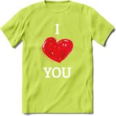 I Love You - Valentijn T-Shirt | Grappig Valentijnsdag Cadeautje voor Hem en Haar | Dames - Heren - Unisex | Kleding Cadeau | - Groen - L