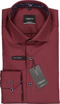 VENTI modern fit overhemd - bordeaux rood poplin (contrast) - Strijkvrij - Boordmaat: 39