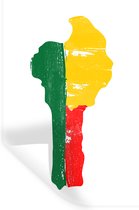 Muurstickers - Sticker Folie - Benin - Kaart - Vlag - 20x30 cm - Plakfolie - Muurstickers Kinderkamer - Zelfklevend Behang - Zelfklevend behangpapier - Stickerfolie