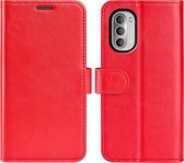 Motorola Moto G51 Hoesje - MobyDefend Wallet Book Case (Sluiting Achterkant) - Rood - GSM Hoesje - Telefoonhoesje Geschikt Voor: Motorola Moto G51
