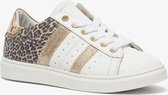 Groot leren meisjes sneakers met luipaardprint - Wit - Maat 35