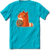 Kat en draad T-Shirt Grappig | Dieren katten Kleding Kado Heren / Dames | Animal Skateboard Cadeau shirt - Blauw - L