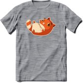 Schattige kat T-Shirt Grappig | Dieren katten Kleding Kado Heren / Dames | Animal Skateboard Cadeau shirt - Donker Grijs - Gemaleerd - 3XL