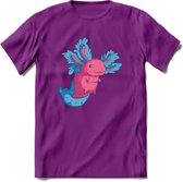 Schattig Axolotl T-Shirt Grappig | Dieren amfibieën Kleding Kado Heren / Dames | Animal Cadeau shirt - Paars - M