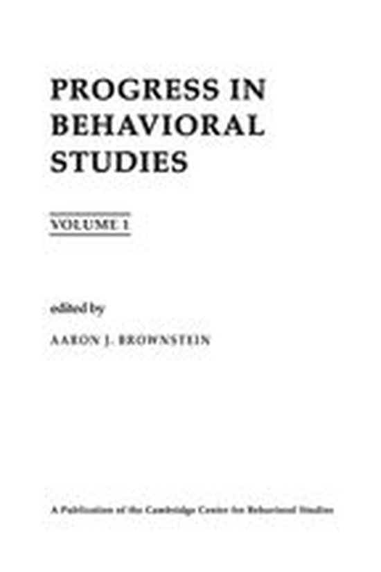Progress in Behavioral Studies - cover