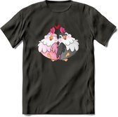 Tortelduifjes - Valentijn T-Shirt | Grappig Valentijnsdag Cadeautje voor Hem en Haar | Dames - Heren - Unisex | Kleding Cadeau | - Donker Grijs - XL