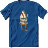 Casual haai matroos T-Shirt Grappig | Dieren vissen Kleding Kado Heren / Dames | Animal Skateboard Cadeau shirt - Donker Blauw - L