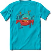 Casual monsters T-Shirt Grappig | Dieren Kleding Kado Heren / Dames | Animal Skateboard Cadeau shirt - Blauw - 3XL