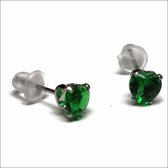 Aramat jewels ® - Zirkonia zweerknopjes hartje 5mm oorbellen smaragd groen chirurgisch staal
