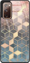 Samsung S20 FE hoesje glass - Cubes art | Samsung Galaxy S20 case | Hardcase backcover zwart