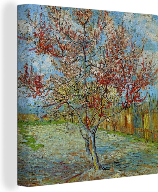 Canvas Schilderij De roze perzikboom - Schilderij van Vincent van Gogh -  50x50 cm - | bol.com