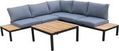 BUITEN living Monaco lounge hoekbank tuin 4-delig | aluminium + hardhout | 237x237cm | Light teaklook | 5 personen