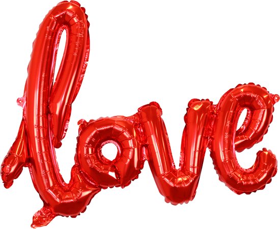 Valentijn Decoratie Ballon love Valentijn Ballonnen Versiering Valentijnsdag Verrassing Folie Ballon Rood – Met Rietje