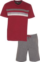 MEQ Heren Shortama - Pyjama Set - V Hals - Grijs - Maat M