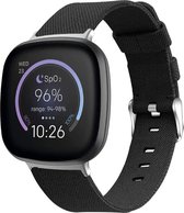 YONO Como Nylon Bandje geschikt voor Fitbit Versa 3 / Sense - Zwart - Large