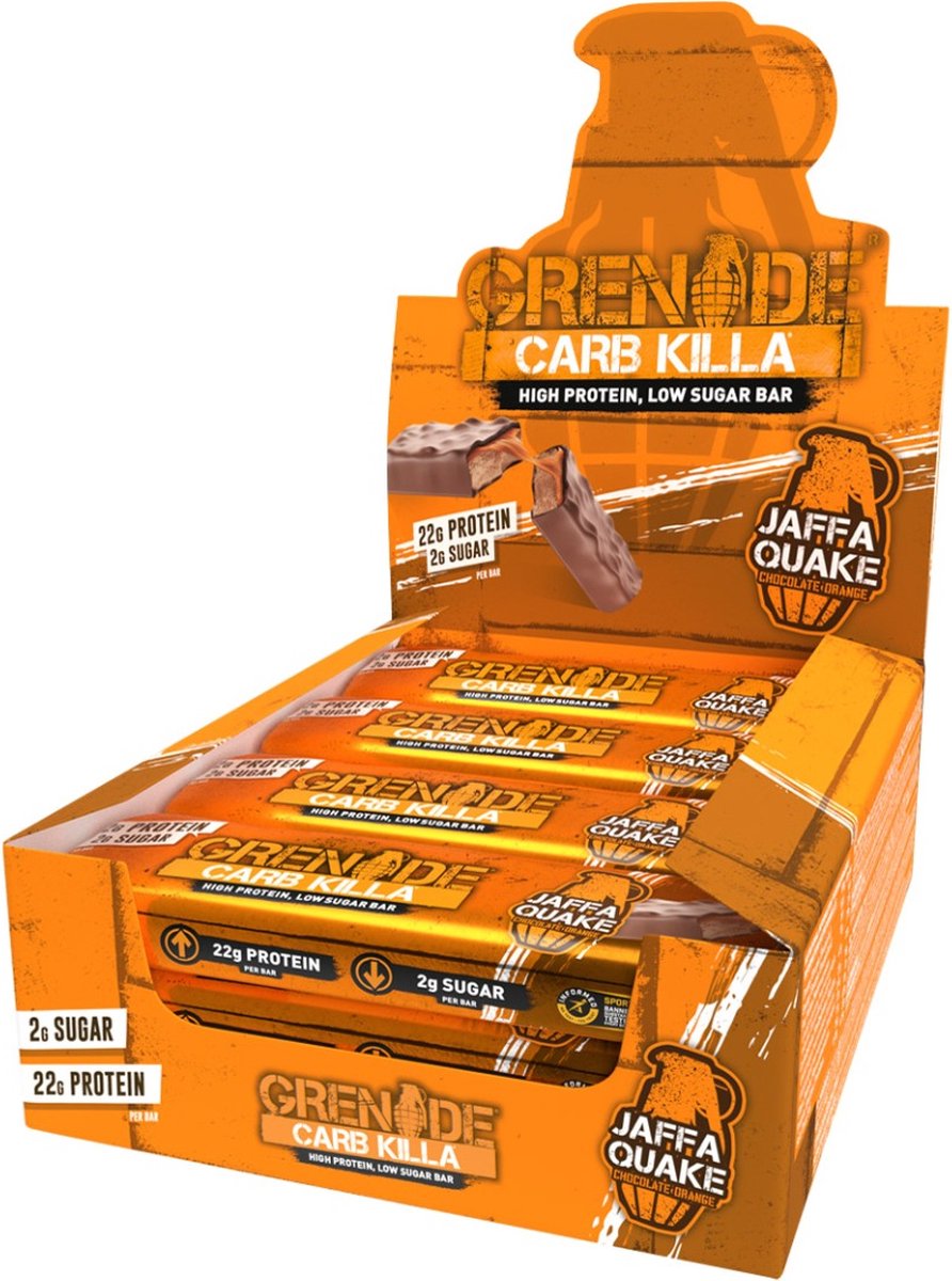 Goedkoopste Grenade Carb Killa Bars - Proteïne Repen - Jaffa Quake - 12 Eiwitrepen (720 gram