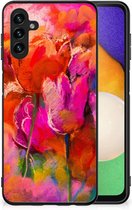 Silicone Case Geschikt voor Samsung Galaxy A13 5G | Geschikt voor Samsung Galaxy A04s Smartphone Hoesje met Zwarte rand Tulips