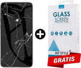 Backcover Marmerlook Hoesje Samsung Galaxy A40 Zwart - Gratis Screen Protector - Telefoonhoesje - Smartphonehoesje
