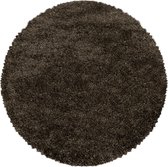 Rond Hoogpolig Tapijt Fluffy In De Kleur Bruin