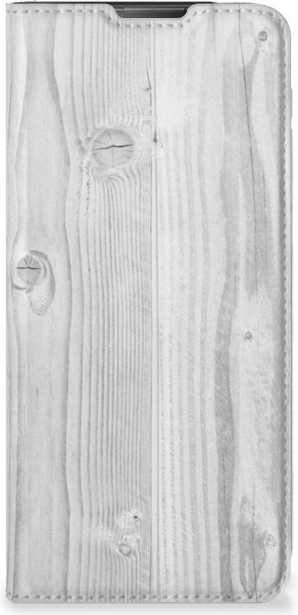 Motorola Moto E20 Book Wallet Case White Wood