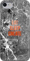 Apple iPhone 8 Hoesje - All in Flavour - Marble Moods Serie - Hard Kunststof Backcover - Marble Eat Sleep Create - Hoesje Geschikt Voor Apple iPhone 8