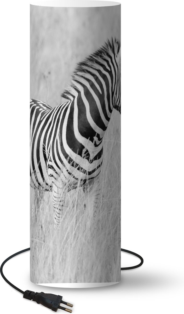 Lamp - Nachtlampje - Tafellamp slaapkamer - Zebra in het grasland - 70 cm hoog - Ø22.3 cm - Inclusief LED lamp