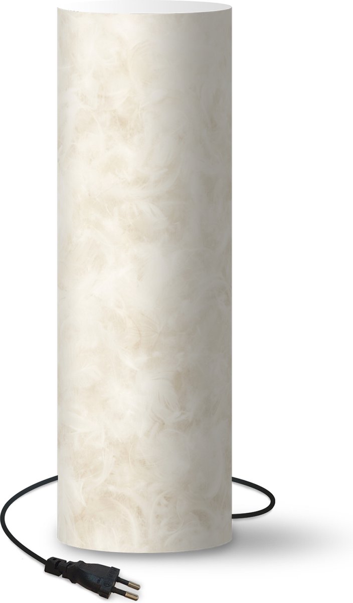 Lamp - Nachtlampje - Tafellamp slaapkamer - Veren achtergrond - 70 cm hoog - Ø22.3 cm - Inclusief LED lamp